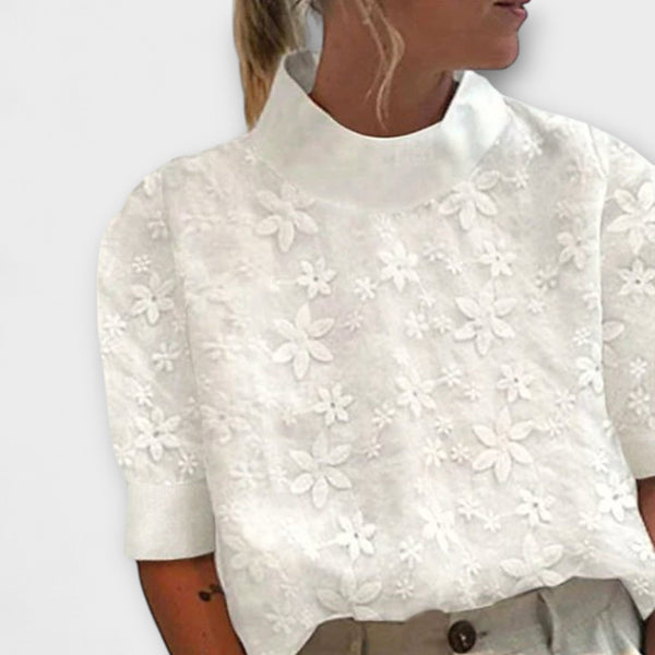 Bluza s izvezenim jednostavnim ovratnikom