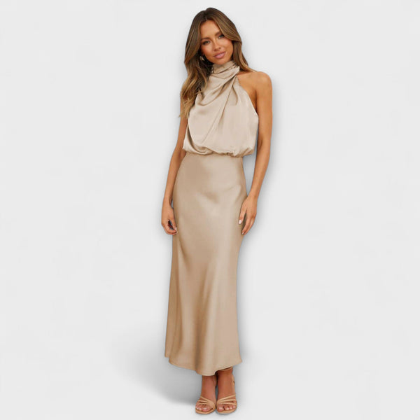 Elegantne maxi haljine s halter izrezom u proljetnoj žutoj